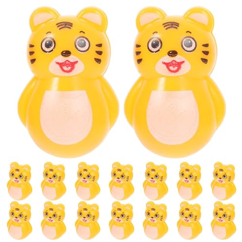 16 Stück Tiger Wackelspielzeug Kunststoff für Kinder | Schreibtischornamente mit Glatter Oberfläche, für Tischplatten und Partytables, 16stücke Zufällige Farbe