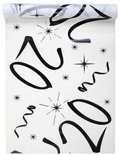 Chemin de Table en Tissu 20 ans Blanc et Noir 5 m x 30 cm