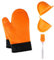 Jonhen Hitzebeständige Silikon Ofenhandschuhe Anti-Rutsch mit Baumwoll-Fütterung zum Backen in der Küche - Ofenhandschuhe 1 Paar,Gratis Bürste & Topflappen (Orange)