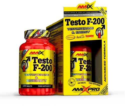 AMIX Testo F-200 - 100 Tabletas - Suplemento Alimenticio - Aumenta el Nivel de Testosterona - Aporta Fuerza Energía y Resistencia - Refuerza el Sistema Inmunológico