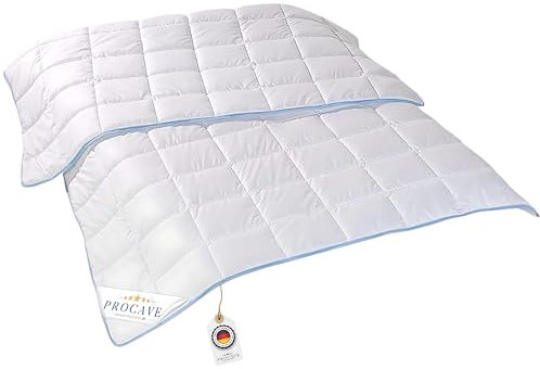 PROCAVE | TopCool Qualitäts-Bettdecke für Das ganze Jahr | Entspannt schlafen - absorbiert Körperfeuchtigkeit | Atmungsaktive Steppdecke in weiß in 260x220 cm | Soft-Komfort Bettdecken