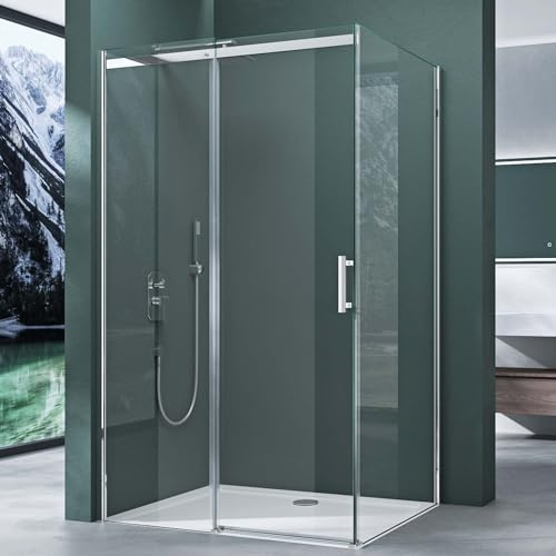 Mai & Mai Duschkabine Duschabtrennung 8mm Sicherheitsglas mit NANO 70x130cm Eck-Dusche mit Schiebetür Ravenna18