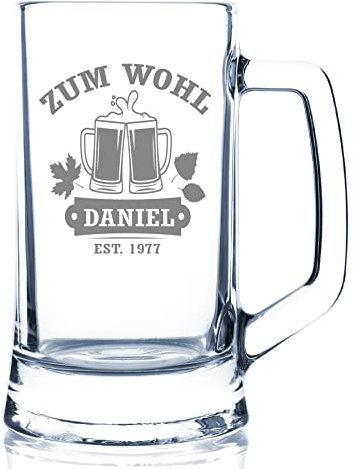 Bierglas mit Gravur | 0,5 Liter Bierkrug personalisiert | Name und Geburtstag graviert | | Geburtstagsgeschenk