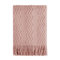 BOURINA Textured Solid Soft Sofa Throw Couch Cover Knitted Decorative Blanket, Pink, 127x152cm