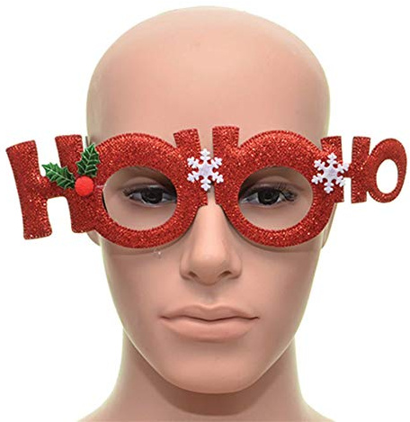 SHATCHI Red Hoo-Hoo Christmas Glasses One Size Specs Fancy Xmas Dress Novelty Party Accessories Supplies Stocking Fillers