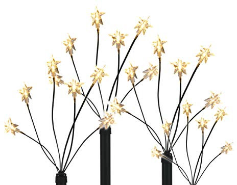 Spetebo LED Garten Leuchtstäbe Stern - Netzteil - 4er Set mit 24 LED - Gartenstecker Balkon Weihnachts Deko Außen