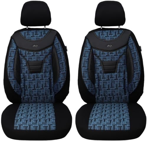 BREMER SITZBEZÜGE Maß Auto Schonbezüge kompatibel mit VW Golf 7 Fahrer & Beifahrer Set ab 2012-2020 / Auto Sitzbezüge Schonbezug Set Autositzbezüge 2er Pack in Schwarz/Blau (904)
