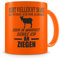 Samunshi® Ich denke an Ziegen Tasse Kaffeetasse Teetasse Kaffeepott Kaffeebecher Becher H:95mm/D:82mm neon orange