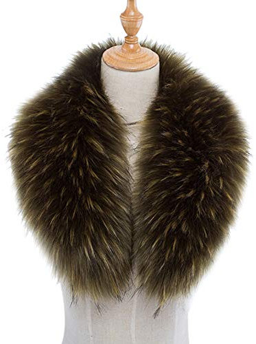 ihreesy Kunstpelz Schal,Luxuriös 60cm Fellimitat Fuchs Pelzkragen Schals Wärm Winterschal Kunstpelzkragen Wintermantel Fauxpelzkragen Flauschig Kunstfell Kapuze Winterschal,Grün