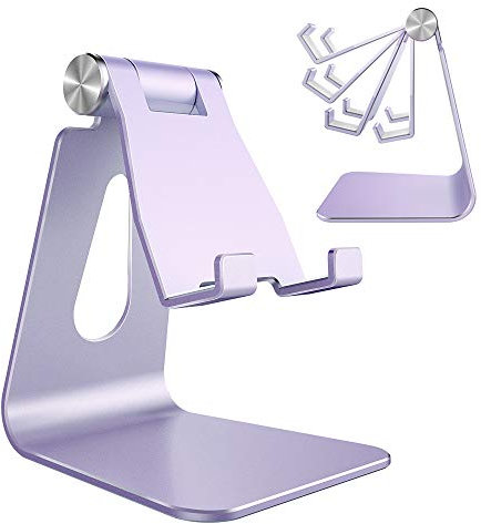 Lucrave Handy Ständer, Verstellbare Aluminium Handyhalterung Schreibtisch Zuhause Büro für iPhone 17 16 15 14 13 12 Pro Max Plus Mini XR XS X SE, Samsung Galaxy S24 S23 S22 Ultra, Smartphone, Violett