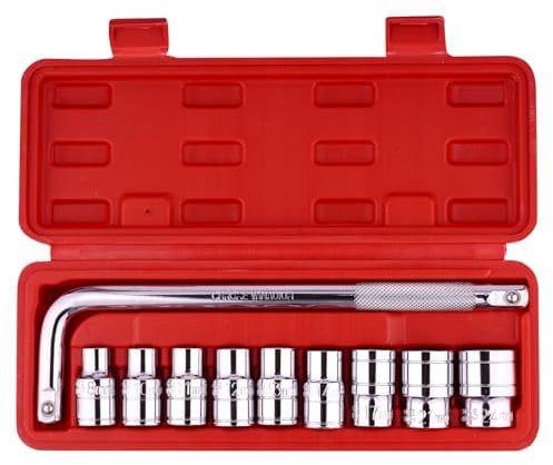 10 PCS Set of CAR Wrench, 1 1/2 Bending Rod, 9 1/2 SOCKETS: 8MM, 10MM, 11MM, 12MM, 13MM, 14MM, 17MM, 21MM, 24MM. Suitable for Automobile, Household Machinery Maintenance, Bicycle Maintenance.
