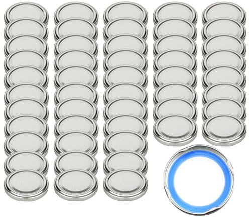 gouveo 50er Set Ersatzdeckel für Marmeladengläser - TO82 silberfarben BS - Schraubdeckel aus Metall für Schraubgläser und Einmachgläser - Twist-Off Deckel