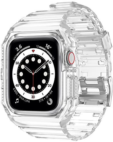 LABILUS - Cinturini robusti con custodia bumper compatibile con Apple Watch 38 mm 40 mm serie SE/6/5/4/3/2/1, colore: Trasparente opaco