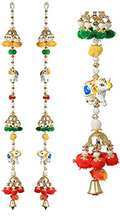 Tarini Gallery Set of 2 Elephant Door Hanging for Home Door, Wall, Temple, Bedroom, Decorative Accessories for Party, Indian Wedding & Other Festivities, 28 Inch Long