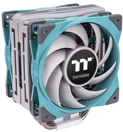 Thermaltake TOUGHAIR 510 180W TDP Cooler Turquoise Edition, Intel/AMD Socket (LGA 1700/1200), Dual 120mm 2000RPM High Static Pressure PWM Fan with High Performance Copper Heat Pipes CL-P075-AL12TQ-A