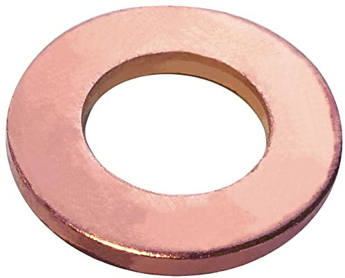AERZERIX - C57233 - Lot de 5 Rondelles plates en cuivre M10x19.5 mm - épaisseur 1.9 mm - pour boulon M10 - DIN 125