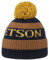 Stetson Classic Bommelmütze - Gestreifte Mütze - Wintermütze mit Umschlag - Blockstreifen - Kaschmir-Mix - Herbst & Winter - Damen und Herren braun-blau One Size