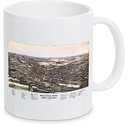 artboxONE Tasse Karte von Bellevue - Ohio von Paul Rommer - Kaffeetasse Kartografie
