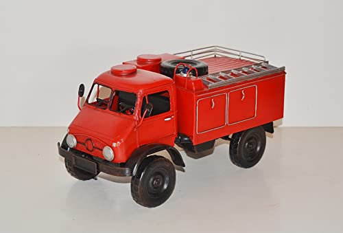 JS Garten Deko Blechauto Nostalgie Modellauto Oldtimer Automarke S 404 Feuerwehr TLF 8 aus Blech L 30 cm