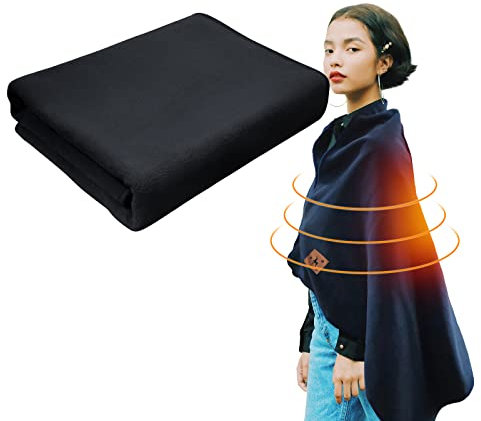 USB Electric Throw Heated Blanket, Wearable Heated Wrap for Body 5V USB Heating Pad for Shoulders Abdomen Leg Portable Blanket with 3 Temp Settings & Timer, 59in x 31.5in