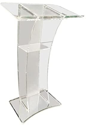 Transparentes Acryl-Podium, organisches Glas Schräges Podium Rednerpult Mobiles abnehmbares gebogenes Podium Einfache Montage für Reden