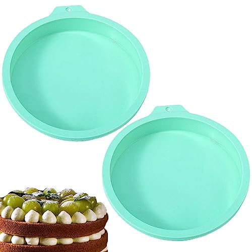 JiuRuLia 2 Pcs Silicone Round Cake Pans Silicone Round Cake Mold Baking Pan Set Durable Layered Cake Mould for Baking Cake Muffin and Resin Coasters 4 Inch