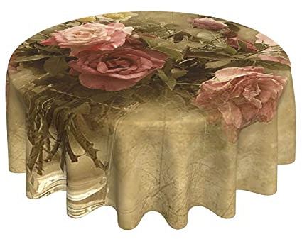 Wachstischdecke Shabby-Chic-Rose Rund Wachstuchtischdecke Abwaschbar Wachstischdecke 152Cm Für Picknick Outdoor Jubiläum