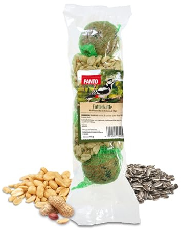 PANTO Futterkette 20 x 485 g – Wildvogelfutter, Knödel & Nussbeutel | Futterketten mit je 3 Meisenknödeln & 2 Nussbeuteln – energiereich für Körner- & Weichfresser, Vorratspack