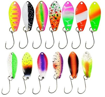Spoons Dohna Style 1,7g 2,5g 3g 4g Forellenköder UV NEUHEIT Köder Set Forellen angeln Ultra light Twist angeln (3g 13er Set Silver Style UV Aktiv)