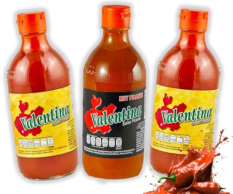 Valentina hot Sauce scharfe Soße - je 370ml scharfe chili Sauce Valentina Salsa Picante (3er Set (2x Gelb, 1x Schwarz))