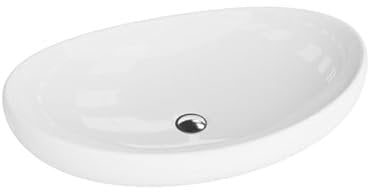 LAVITA Aufsatzwaschtisch Barco Aufsatzwaschbecken Oval Waschbecken Ohne Überlauf und Hahnloch Aus hochwertigem Porzellan Waschtisch modernes Badkeramik Waschplatz 63x42x16 cm Weiß Glanz