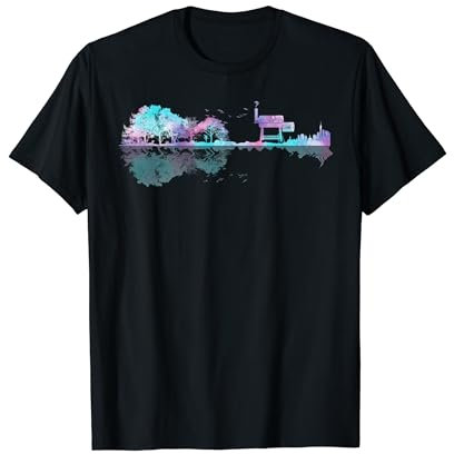 Watercolor Guitar Tree Music BBQ Reverse Flow Smoker Grill T-Shirt