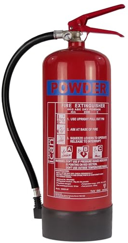 iCan Products 6kg Powder Fire Extinguisher for Class A, B & C Fires – Multi-Purpose Fire Safety for Warehouses, Workshops, Garages, Vehicles & Industrial Use with Wall Bracket