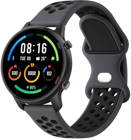 YLK Correa Compatible Con Xiaomi Mi Watch/Watch S1/S1 Active/Color Sport - Silicona 22mm Para Hombre y Mujer (Gris Negro)