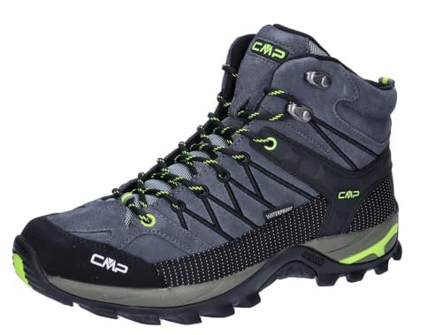 CMP Rigel Mid Trekking Shoes Wp, Zapatos de Trekking Hombre, Grey Yellow Fluo, 41 EU