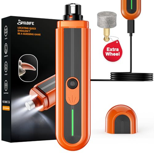 YABIFE 4-Lights Dog Nail Grinder, Easy Quick Locate Dog Nail Trimmers, for Puppy Paw Toenails or Pets from Small, Medium to Large, with Travel Lock, Whisper Quiet, Heavy Duty 3 Speeds
