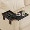 Wealone Sofatablett Armlehne, Sofalehne Ablage Schwarz mit Aufbewahrungsbox, 360° Drehbarem Tischplatte und Handyhalter, Verstellbarer Clip On Sofa Tablett für Breites Couch, Couch Ablage für Essen