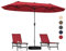 COSTWAY Grand Parasol de Jardin Exterieur avec Pied, 400 x 200 cm, Parasol Double XXL avec Manivelle, 8 Personnes, Toile en Polyester, pour Terrasse, Patio, Piscine (Vin Rouge)