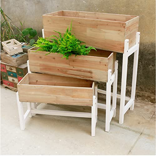 Soporte para plantasCajas de Madera para macetas, decoración Interior y Exterior, Cajas de Almacenamiento, le brindan Apoyo