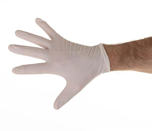 XARA Einweg-Latexhandschuhe, Größe M, 100 Stück, puderfrei, verstärkt, 10 g, Einweghandschuhe, Latexhandschuhe, Größe M, Spenderbox mit 100 Stück, hypoallergen