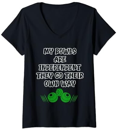 Womens Bowling Bowls, Bowling, Funny Lawn Bowls V-Neck T-Shirt