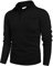 COOFANDY Pullover Herren Kragen Strickpullover Slim Fit Half Knopf Pullover Winter Warmer Pulli Schwarz L