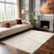 HomebyHome Kurzflor Teppich Wohnzimmer 140 x 200 cm Creme Hoch-Tief 3D Effekt Teppich Waschbar, Flauschig und Extra Weich - Skandinavisch Boho Muster Teppich für Schlafzimmer, Esszimmer und Küche