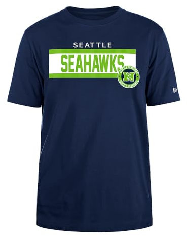SEATTLE SEAHAWKS Unisex NFL Regular High Density Ink Screenprint Front Graphic Original Team Color T-Shirt, Navy, XL EU