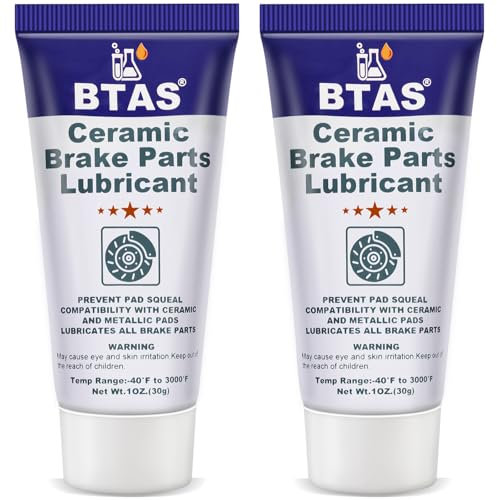 BTAS Brake Anti Seize&Squeal Synthetic Ceramic Grease 1 oz 2 Pcs,Caliper Pad Pin Parts Assembly Lubricant,High Temp Anti Seize Moisture Rust and Corrosion Resistant for Automotive