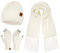 Damen Winter Warm Beanie Mütze Schal Touchscreen Handschuhe Set Thermo Wintermütze Strickmütze Lange Schals Winterhandschuhe mit Fleece Gefütterte Frauen Geschenk, Weiß