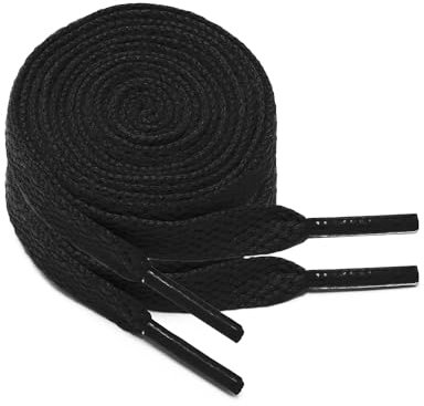 GOODSALEOK 2 Paires Lacets Chaussures Lacets de sport plats de 8 mm de large Chaussures de course Chaussures de planche Cadeau unisexe Noir 160cm