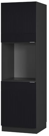 Vicco Oven housing cabinet Fame-Line, Black striped, 60 cm | MDF front · Soft-close · Height-adjustable feet · Metal handles · Easy integration ✓