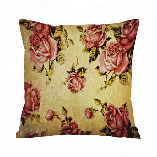 ERRTU Kissenbezug 45x45 cm,Ations of Roses, altes viktorianisches Rosenmotiv mit dramatischen Farben,Dekokissen Kissenbezüge Deko Kissen Bezug Wohnzimmer Zierkissen für Sofa Stuhl Bett Garten