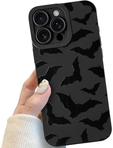 Compatible for iPhone 16 Pro Max Case, Black Cool Cute Bats Case Design for Women Girls, Soft TPU Slim Profile Anti-Slip Shockproof Protective Phone Cover for iPhone 16 Pro Max